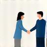 Simple graphic of two people shaking hands, symbolizing a partnership or customer relationship